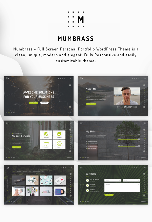 Mumbrass - Full Screen Personal Portfolio WordPress Theme - 2